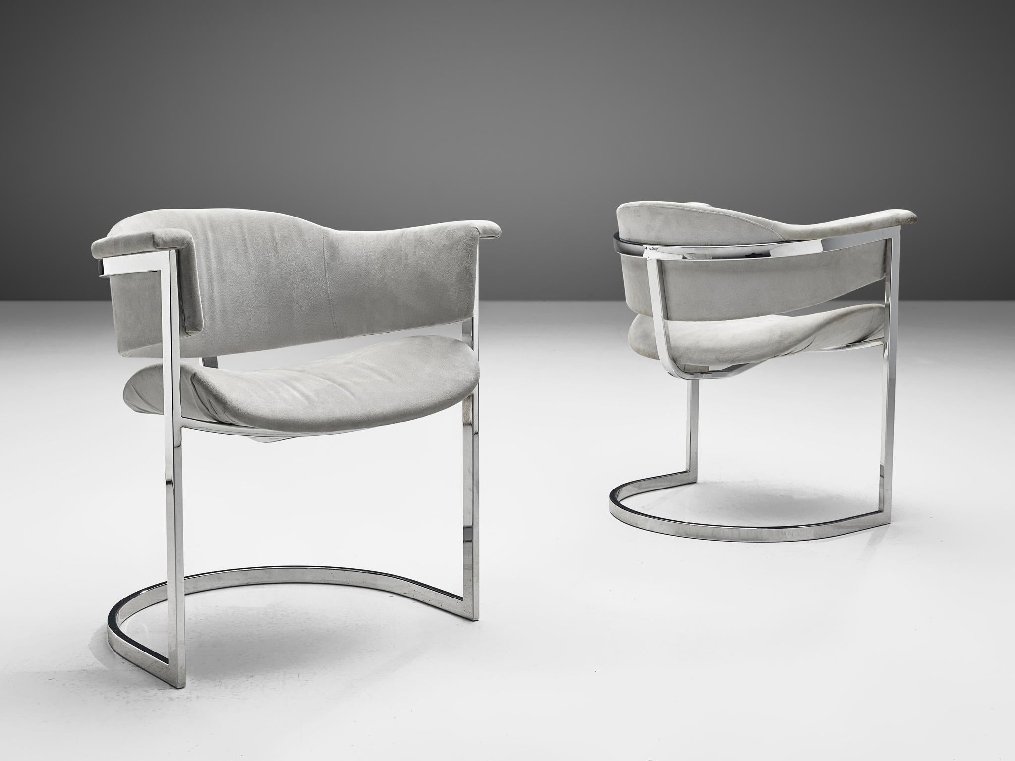 Vittorio Introini Set of Four Dining Chairs in Chromed Steel 3