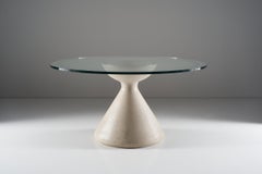 Vittorio Introini Table with Marble Base and Crystal Top, circa 1980