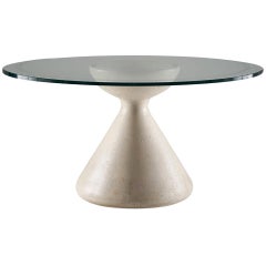 Vittorio Introini Table with Marble Base and Crystal Top, circa 1980