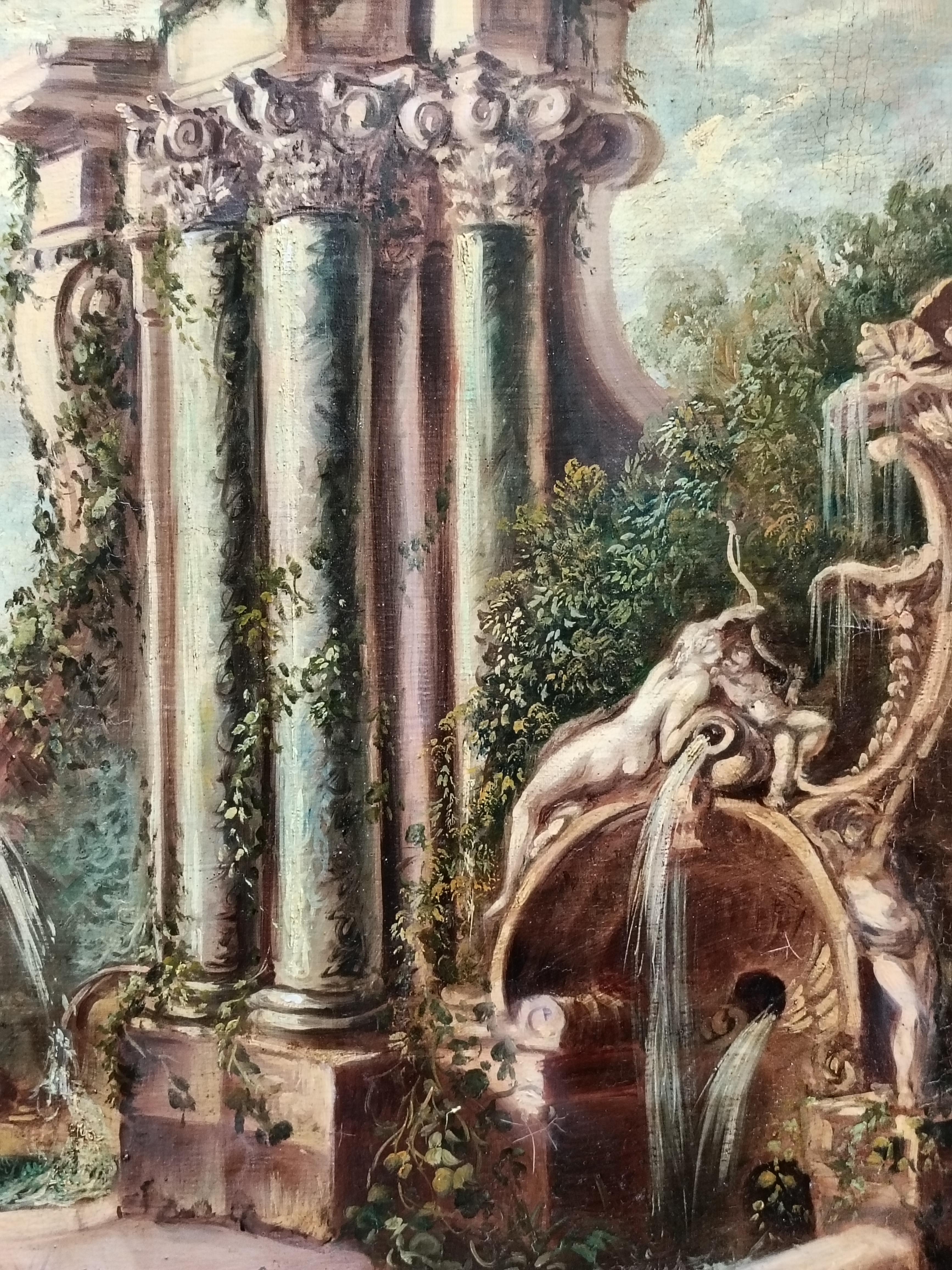 CAPRICCI LANDESCAPE – römische Schule –  Italienisches Öl auf Leinwand Gemälde im Angebot 6