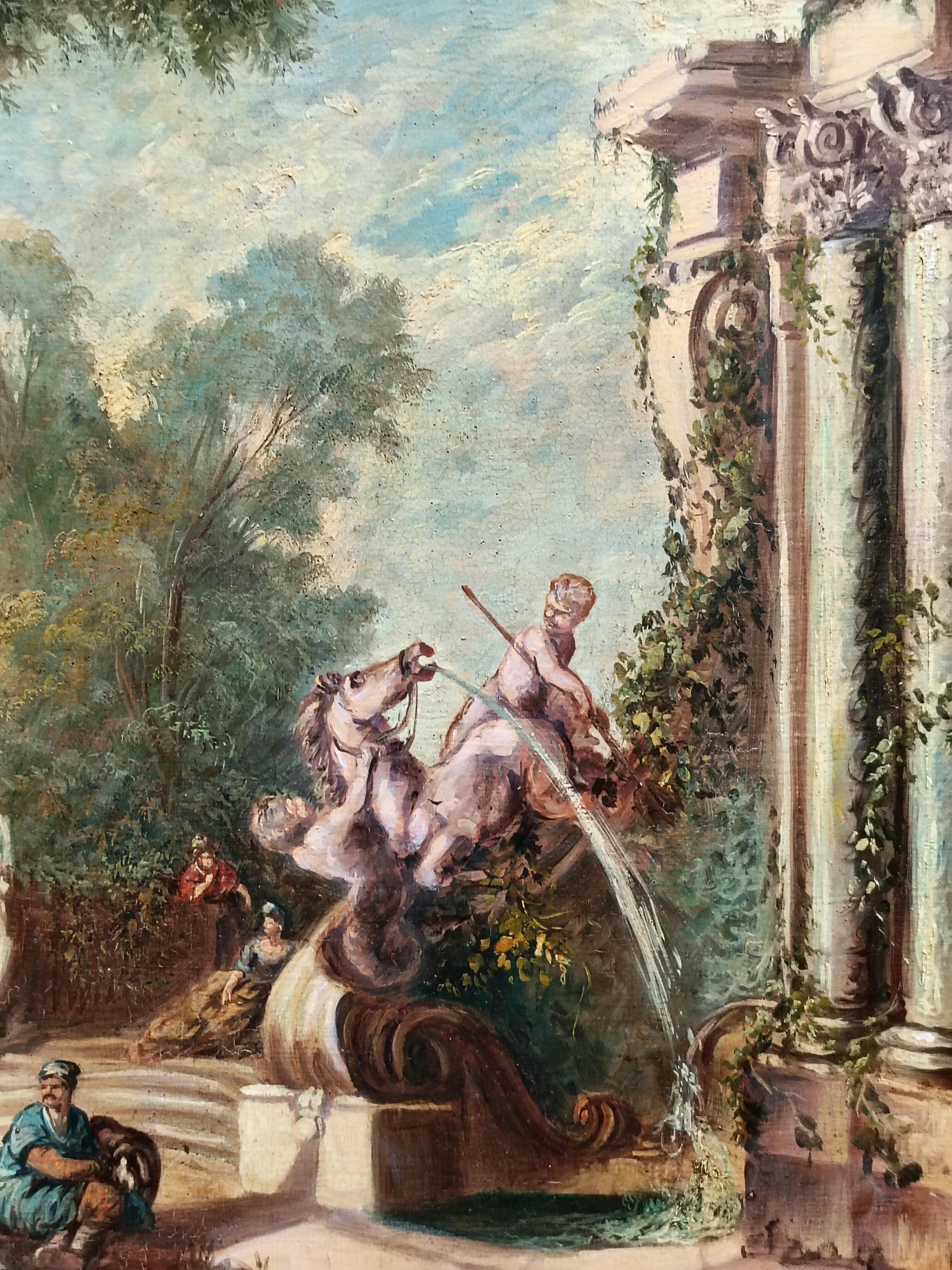 CAPRICCI LANDESCAPE – römische Schule –  Italienisches Öl auf Leinwand Gemälde im Angebot 7