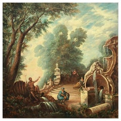 PAESAGGIO DI CAPRICCI - Scuola romana - Pittura italiana olio su tela