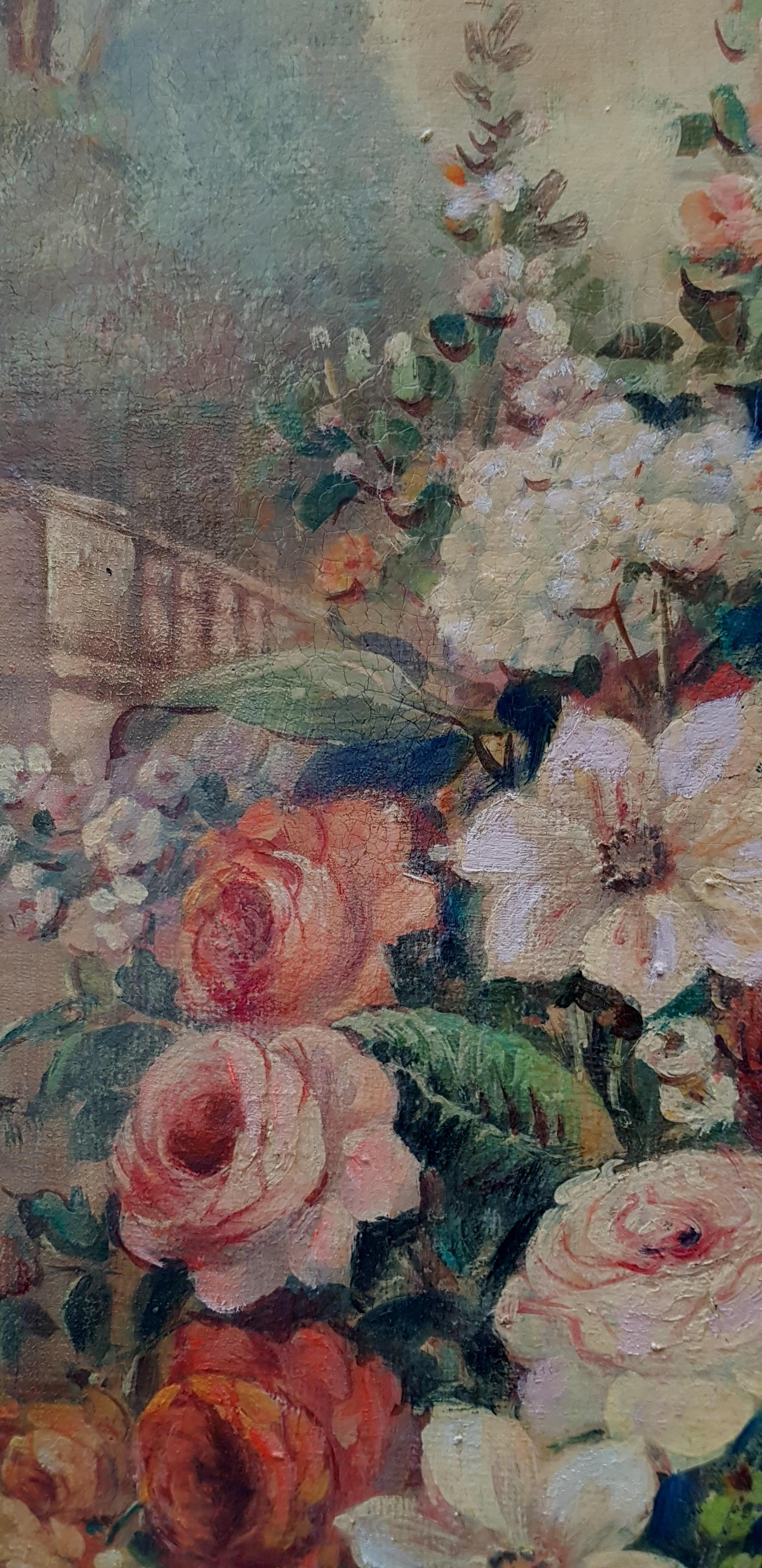 FLOWERS- Vittorio Landi -  Neapolitan School - Oil on canvas painting For Sale 2