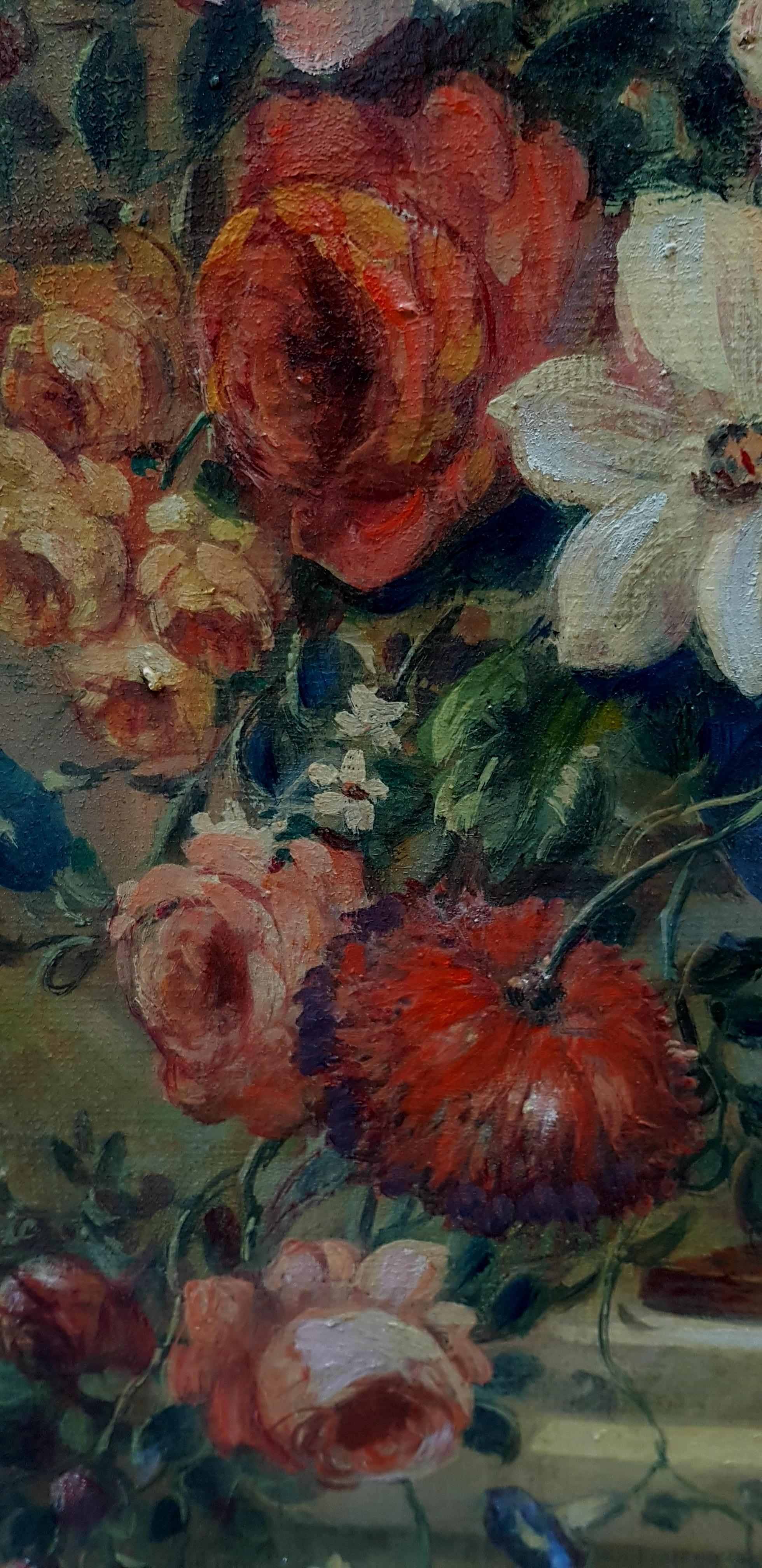 FLOWERS- Vittorio Landi -  Neapolitan School - Oil on canvas painting For Sale 4
