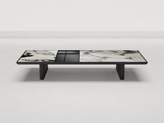 Vittorio Large Coffee Table in Black Ash Wood & Notre Dame Marble