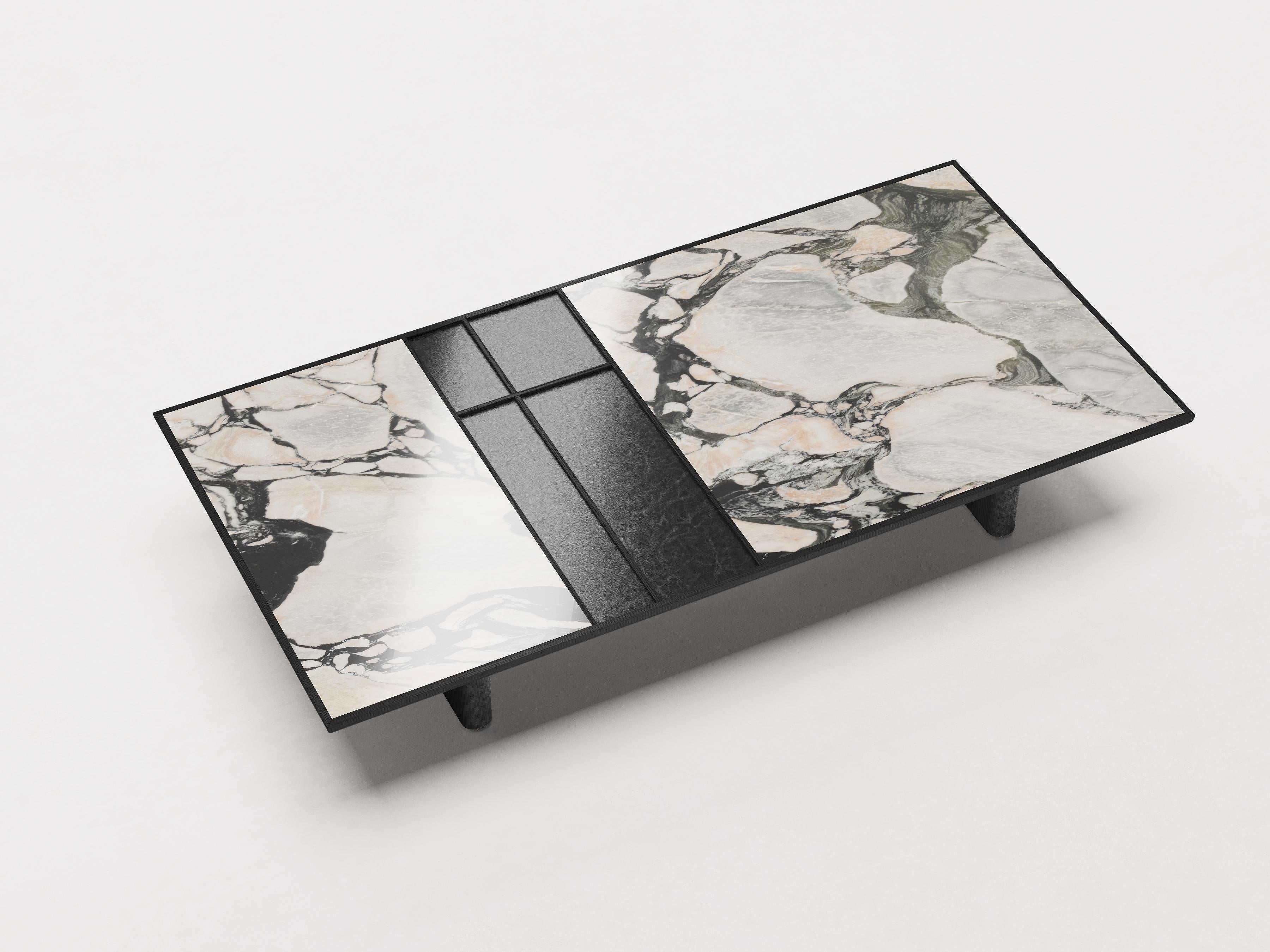 Vittorio Large Coffee Table in Black Ash Wood & Notre Dame Marble In condizioni Nuovo in vendita a Milano, IT
