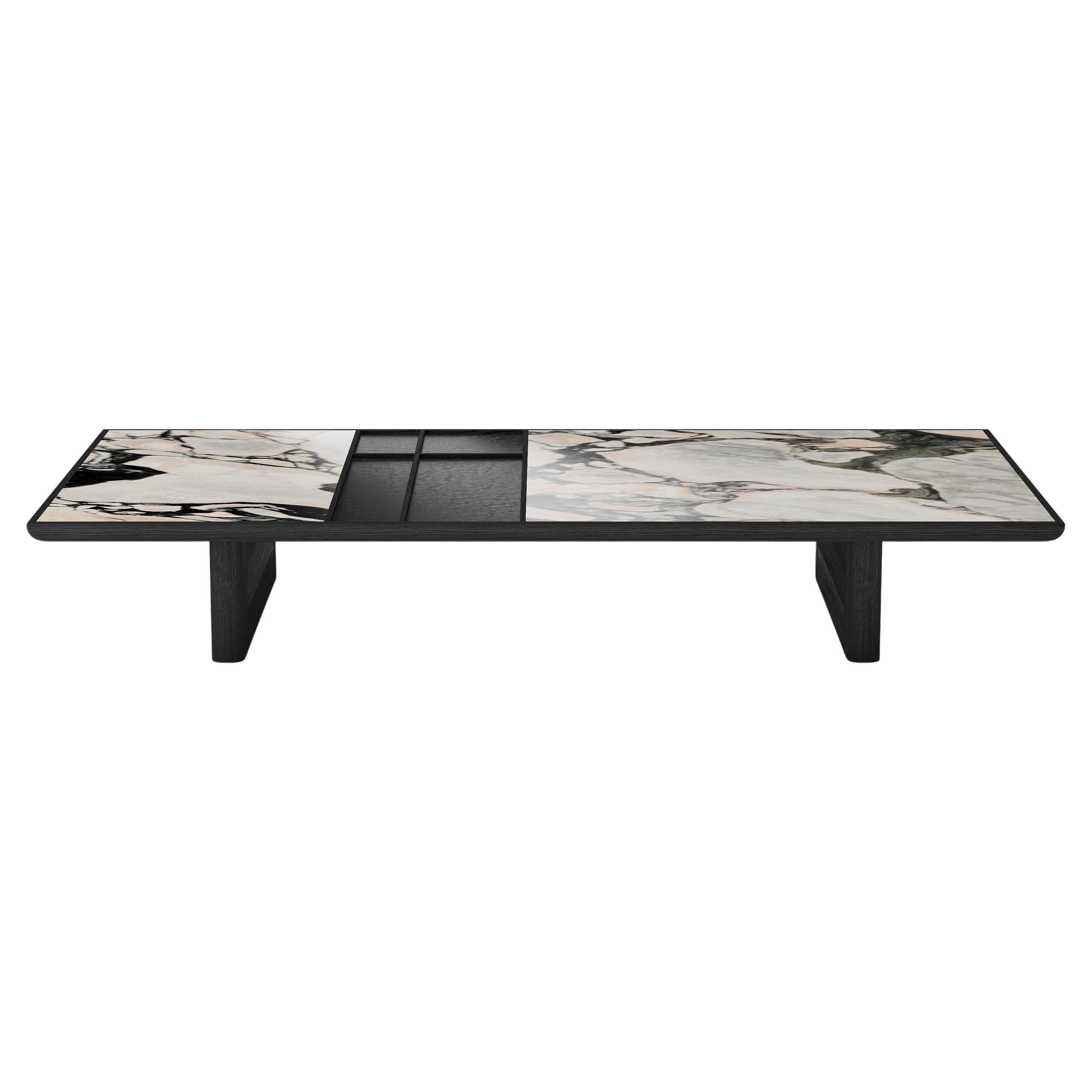 Grande table basse Vittorio en frêne noir et marbre Notre Dame