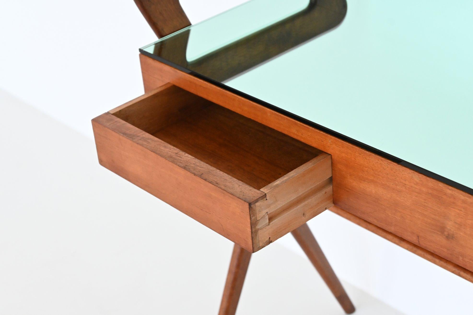 Vittorio Lombardi Mirror Console Table Teak Wood, Italy, 1969 5