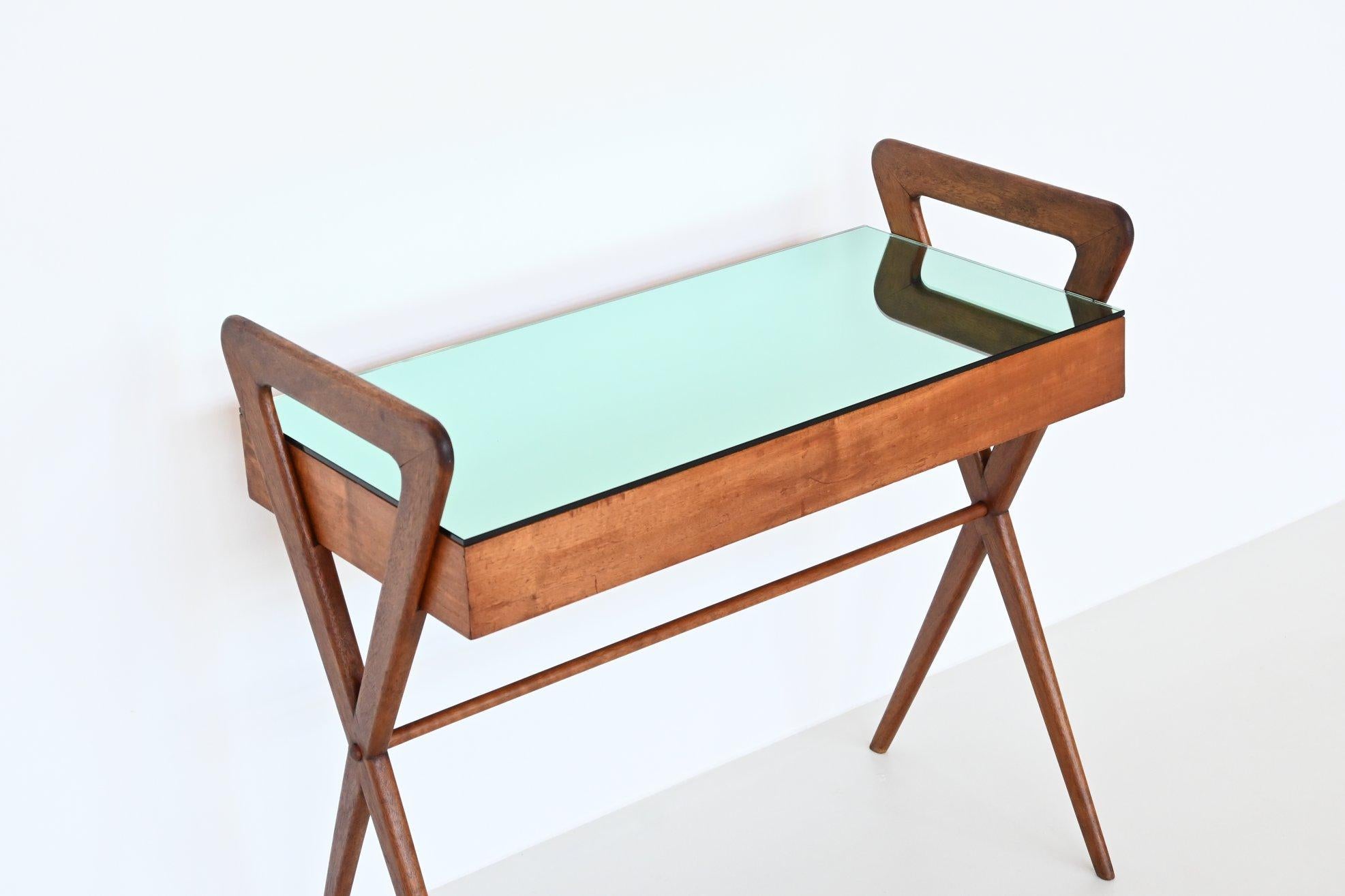 Vittorio Lombardi Mirror Console Table Teak Wood, Italy, 1969 9