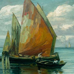 Vittorio Matiolin (Venetian painter) - early 20th century Impressionist lagoon b