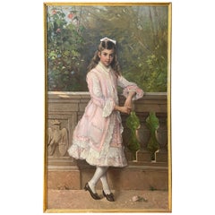 Antique Large Painting Of Anna Maria Borghese by Vittorio Matteo Corcos