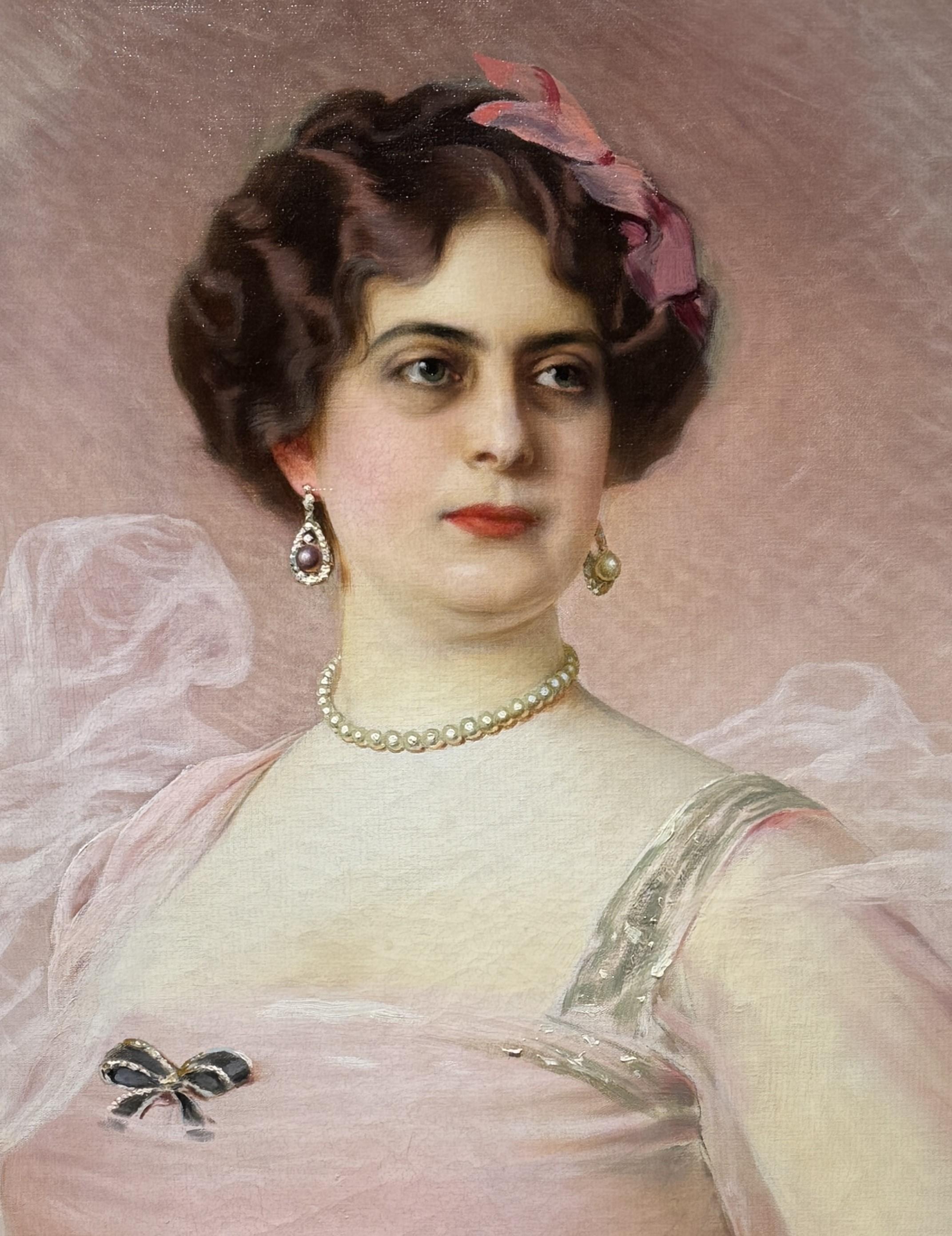 Vittorio Matteo Corcos Porträt der Prinzessin Marija Pawlowna Demidoff (Geölt) im Angebot