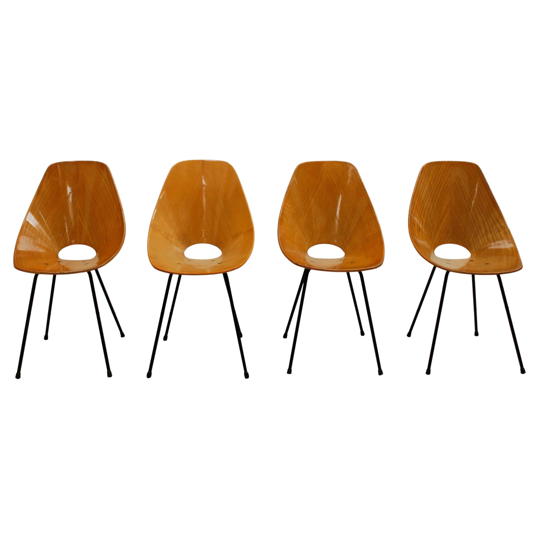 Vittorio Mobili "Medea" 1950s Italian Set of Four Chairs