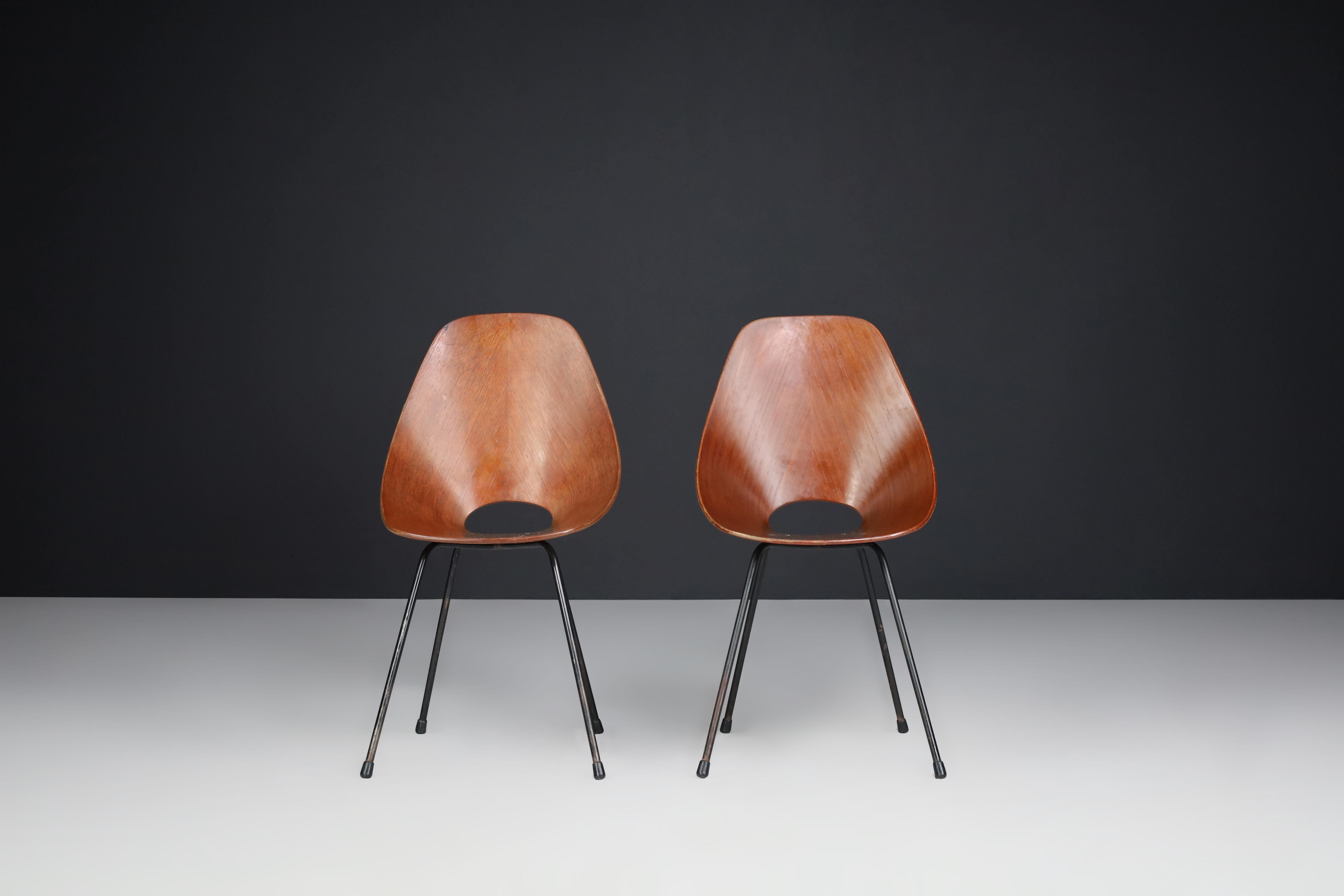 Steel Vittorio Nobili for Fratelli Tagliabue Medea Dining Chairs, Italy, 1955 For Sale