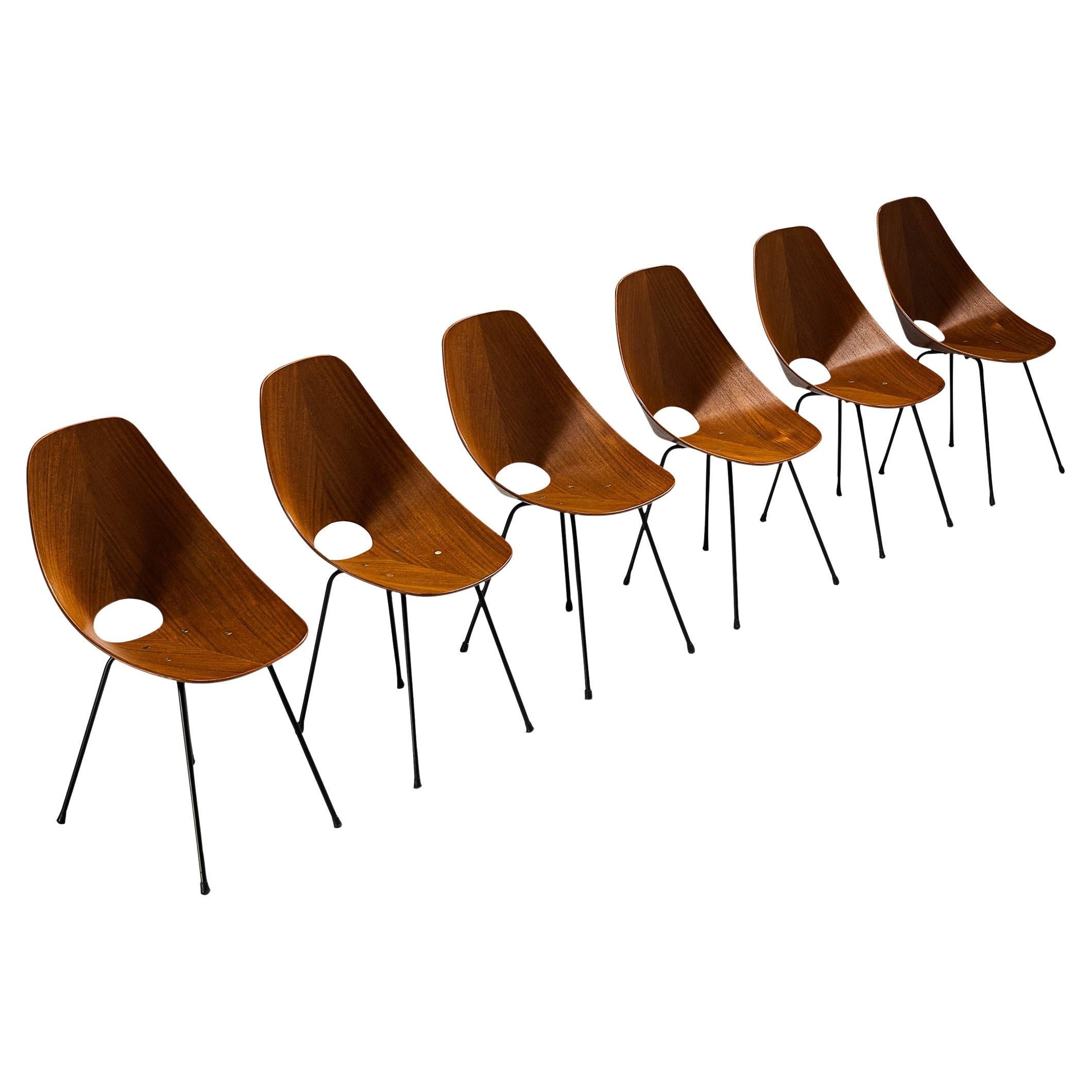 Vittorio Nobili for Tagliabue 'Medea' Set of Six Dining Chairs in Teak