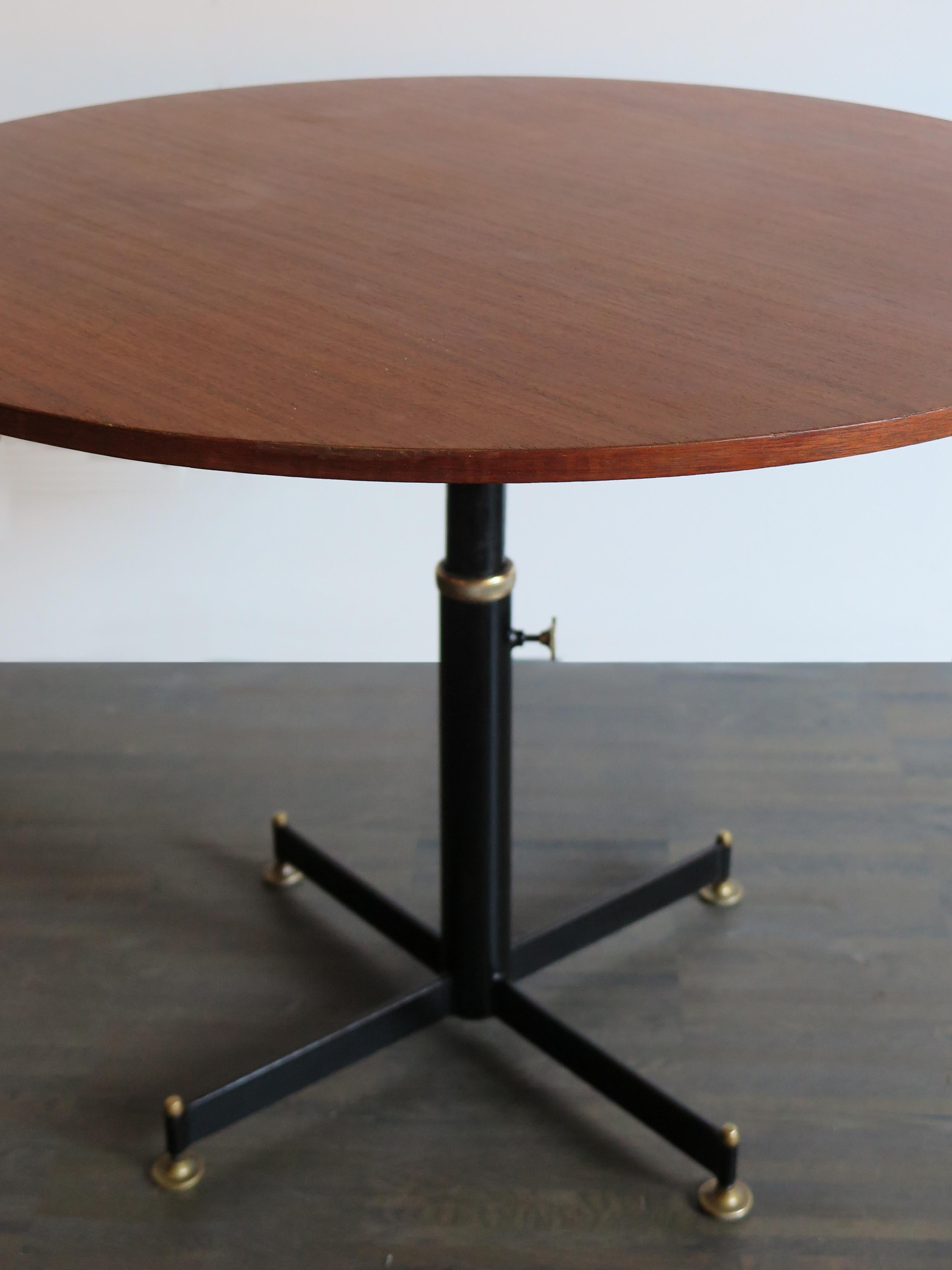 Painted Vittorio Nobili Italian Mid-Century Modern Teak Metal Round Dining Table, 1950s