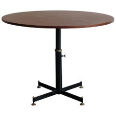 Vittorio Nobili Italian Mid-Century Modern Teak Metal Round Dining Table, 1950s