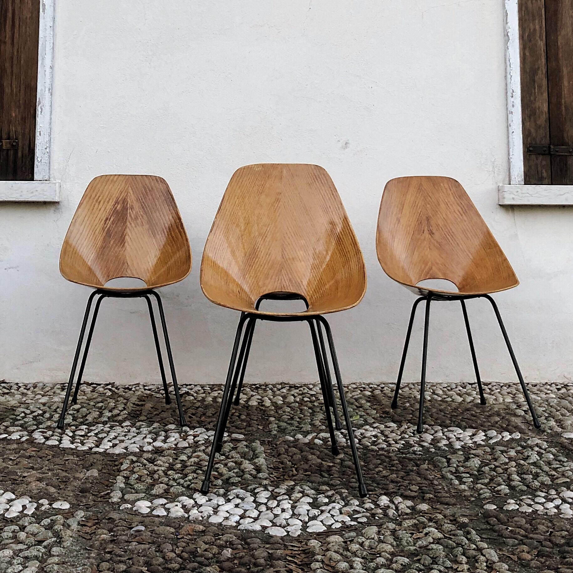 Vittorio Nobili Midcentury Ash Wood Medea Dining Room Chairs, 1956, Set of Four For Sale 2