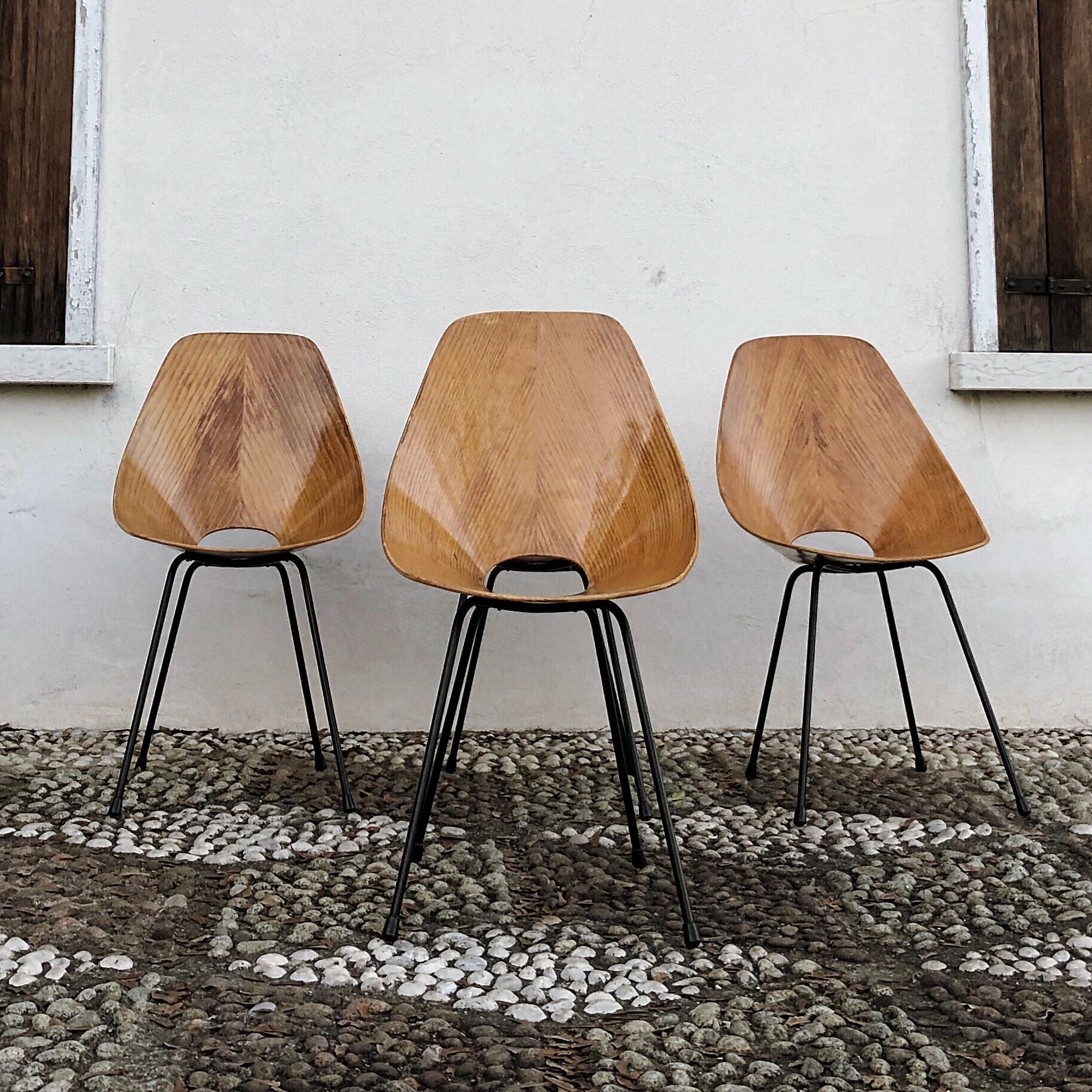 Mid-20th Century Vittorio Nobili Midcentury Ashwood Medea Dining Room Chairs, 1955, Set of Four For Sale