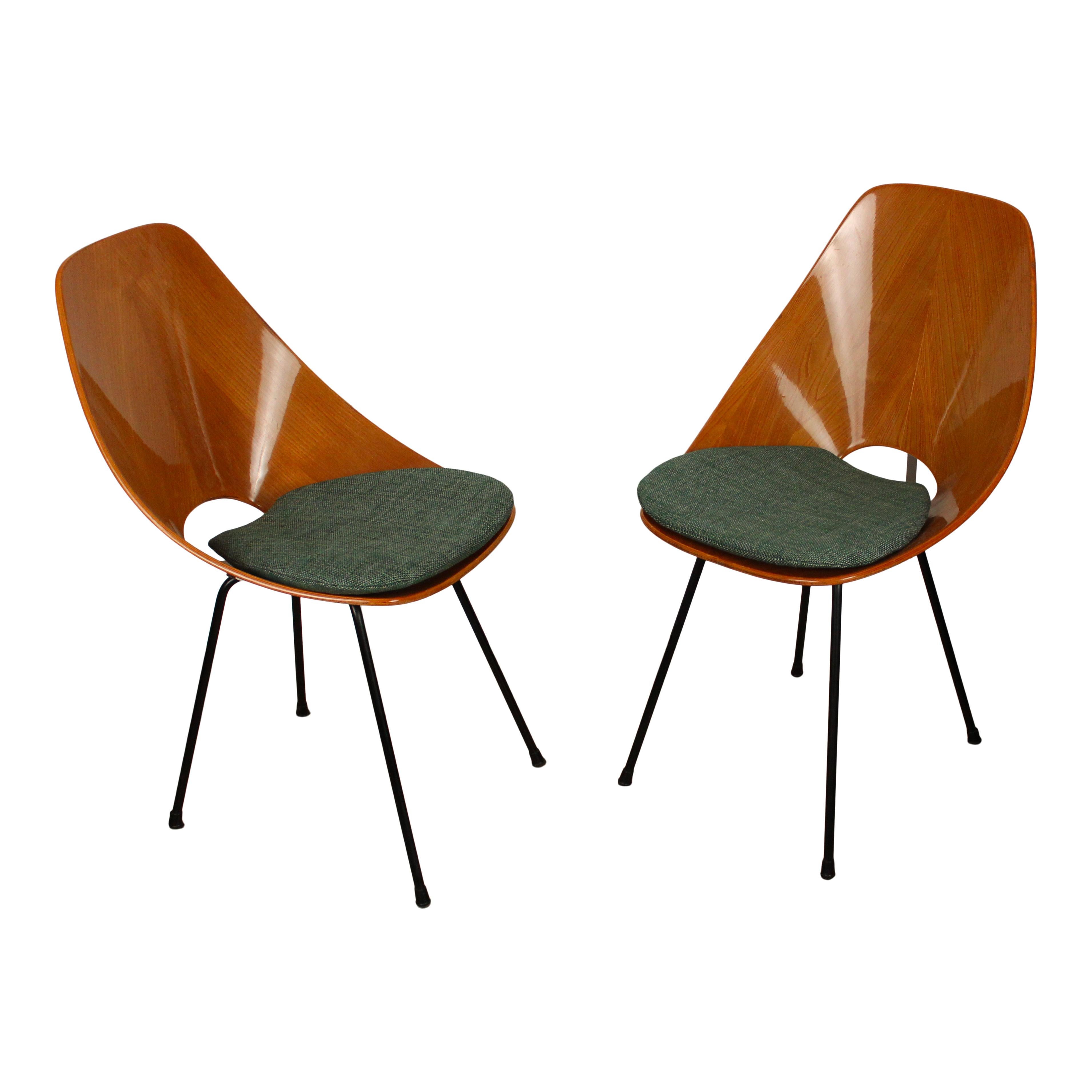 Italian Vittorio Nobili Midcentury Beech Wood Medea Dining Room Chairs, 1956, Set of 4 For Sale