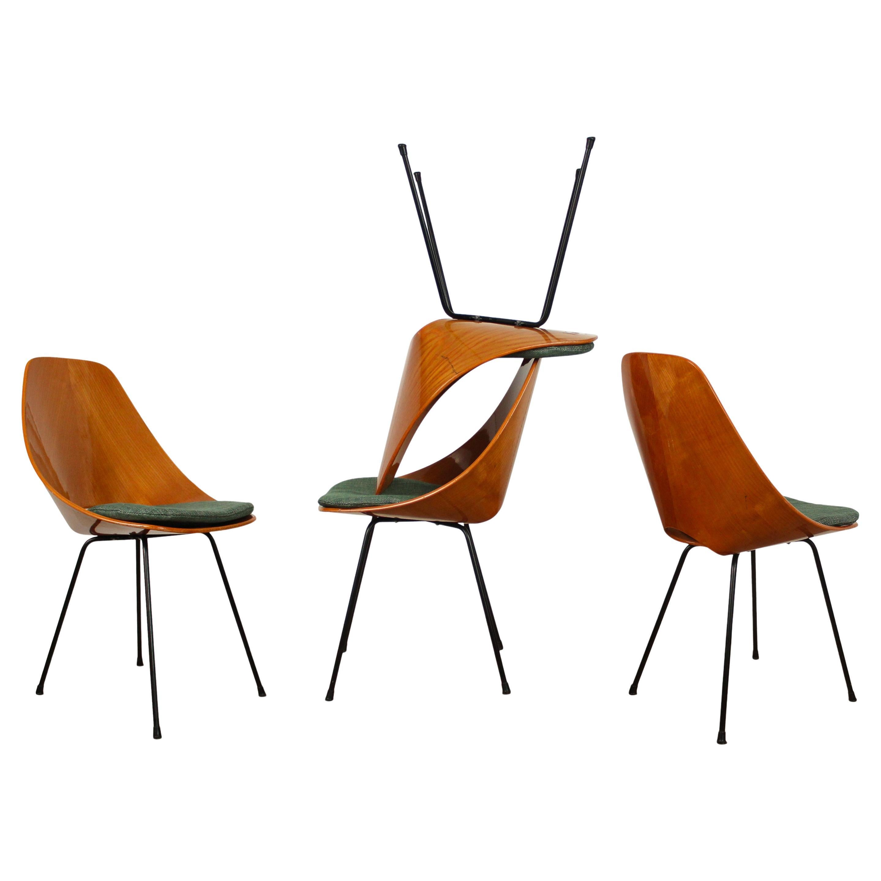 Vittorio Nobili Midcentury Beech Wood Medea Dining Room Chairs, 1956, Set of 4