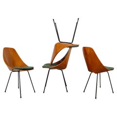 Vittorio Nobili Midcentury Beech Wood Medea Dining Room Chairs, 1956, Set of 4
