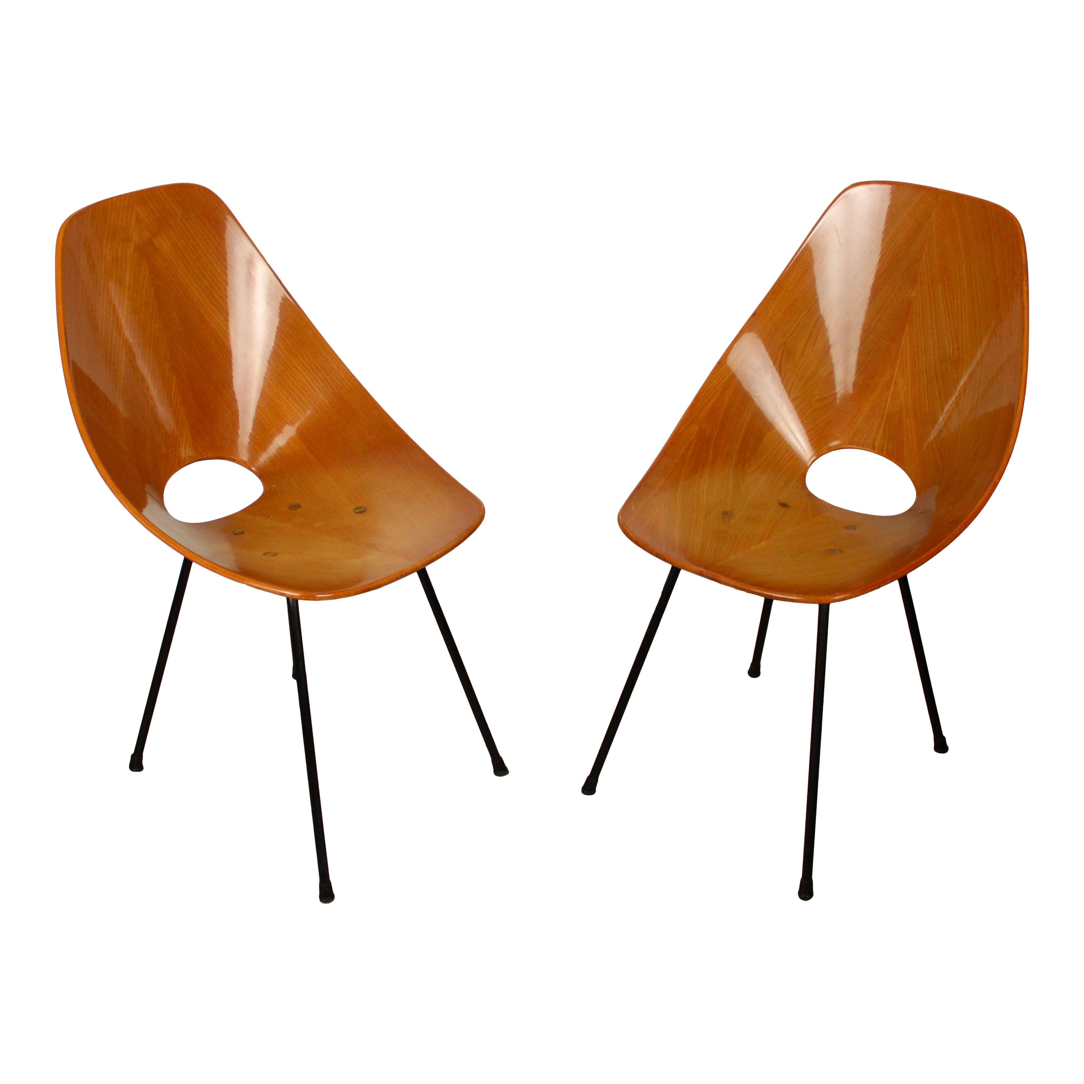 Italian Vittorio Nobili Midcentury Beech Wood Medea Dining Room Chairs, 1956, Set of 6 For Sale