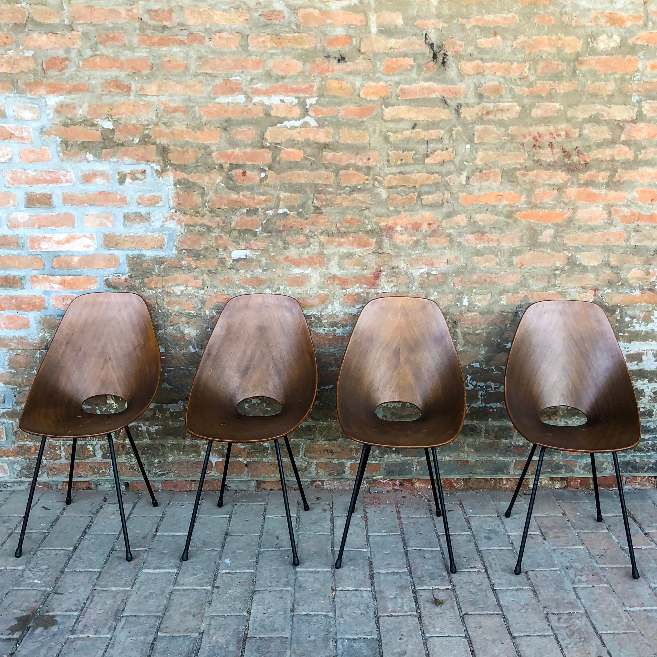 Vittorio Nobili Midcentury Teak Medea Dining Room Chairs, 1956, Set of Four For Sale 2