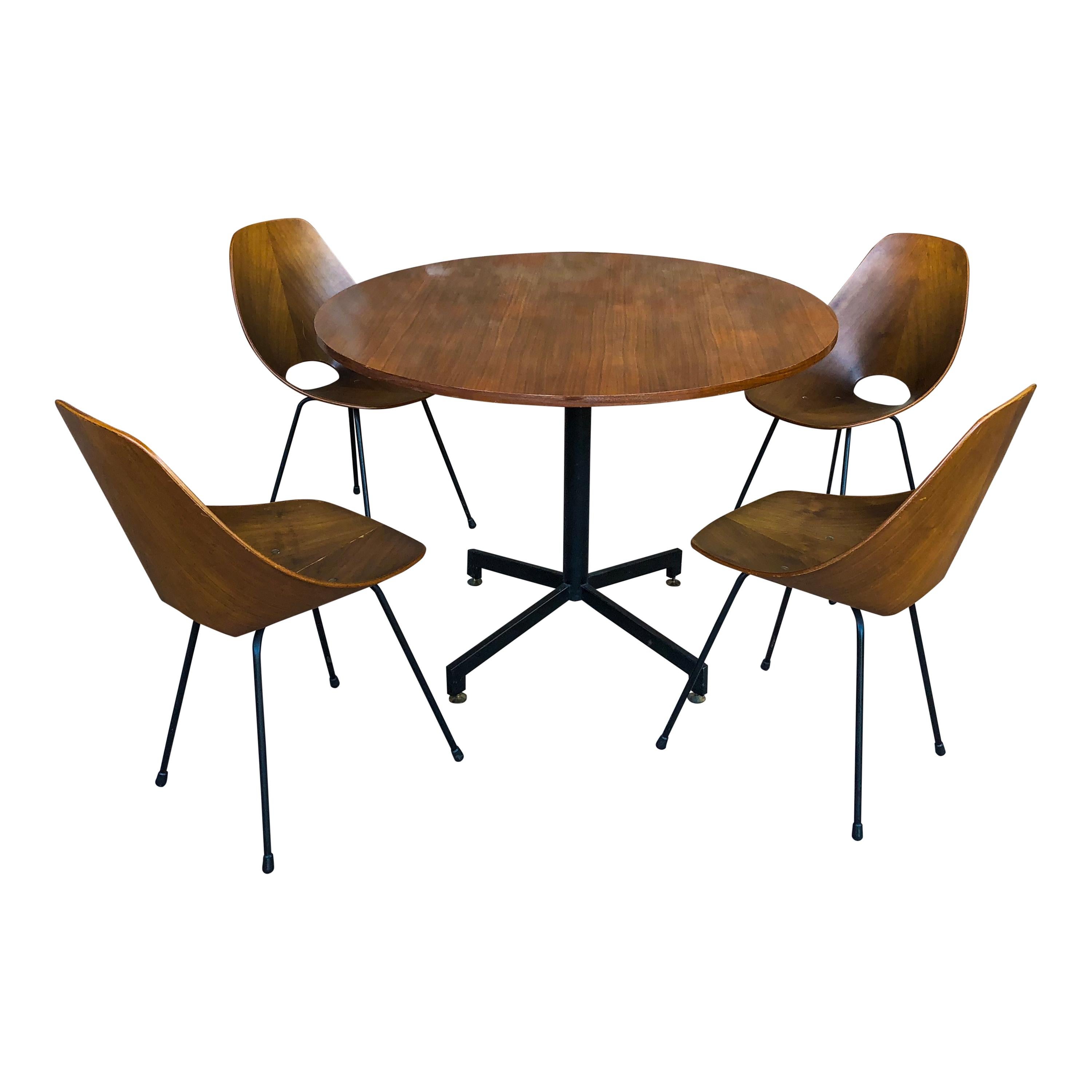 Italian Vittorio Nobili Midcentury Teak “Medea” Dining Room Chairs, 1956, Set of Four For Sale