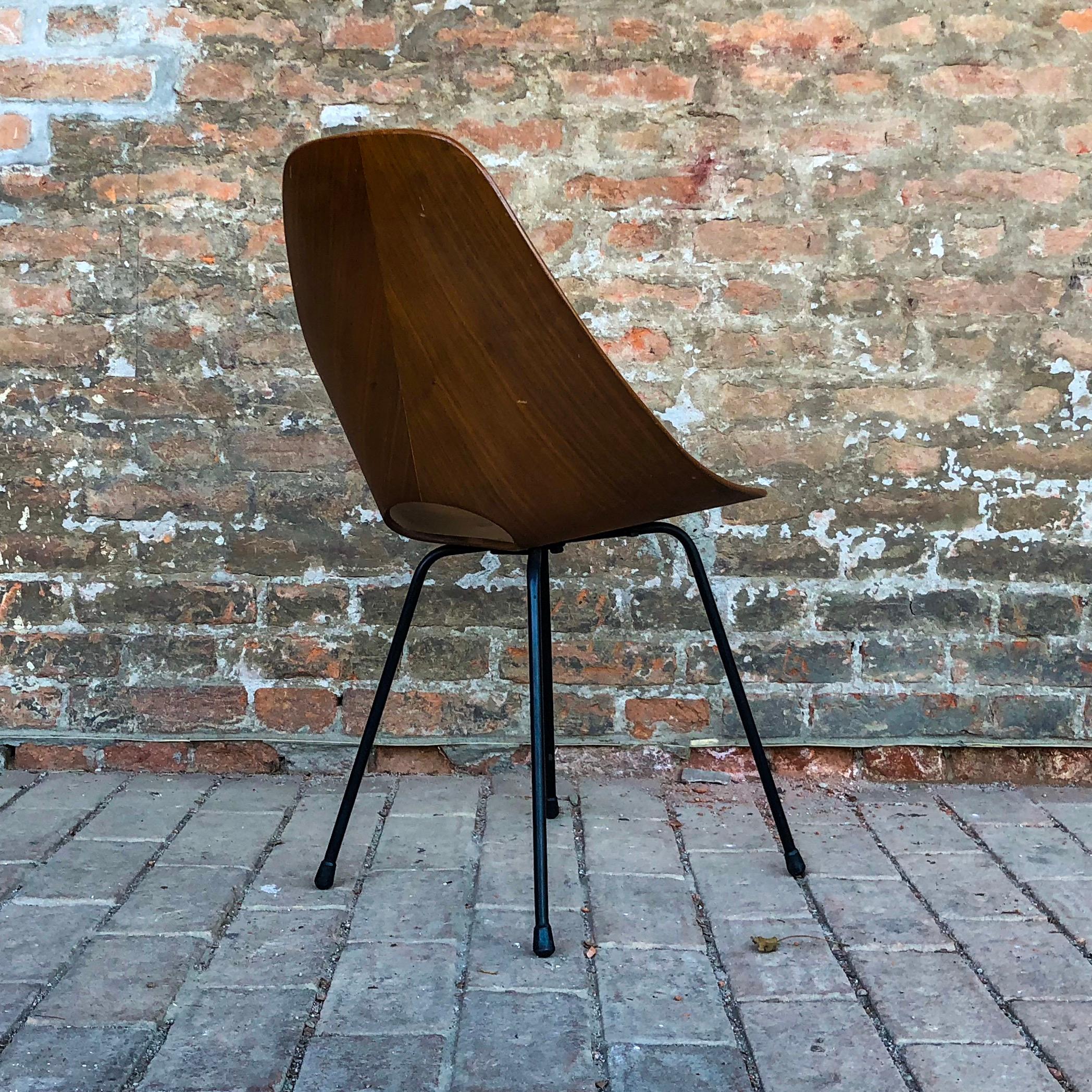 Iron Vittorio Nobili Midcentury Teak “Medea” Dining Room Chairs, 1956, Set of Four For Sale
