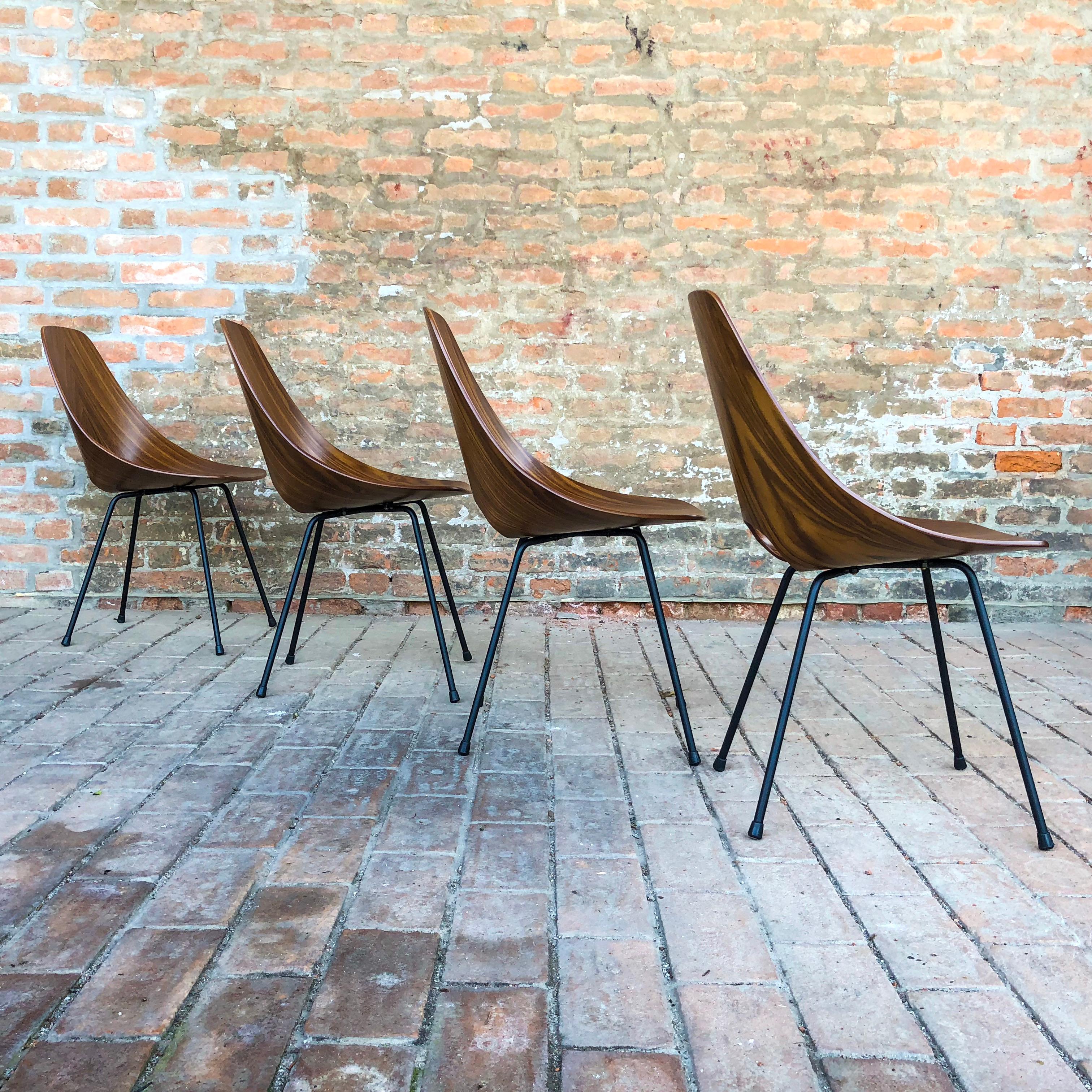 Vittorio Nobili Midcentury Teak Medea Dining Room Chairs, 1956, Set of Six In Excellent Condition For Sale In Padova, IT