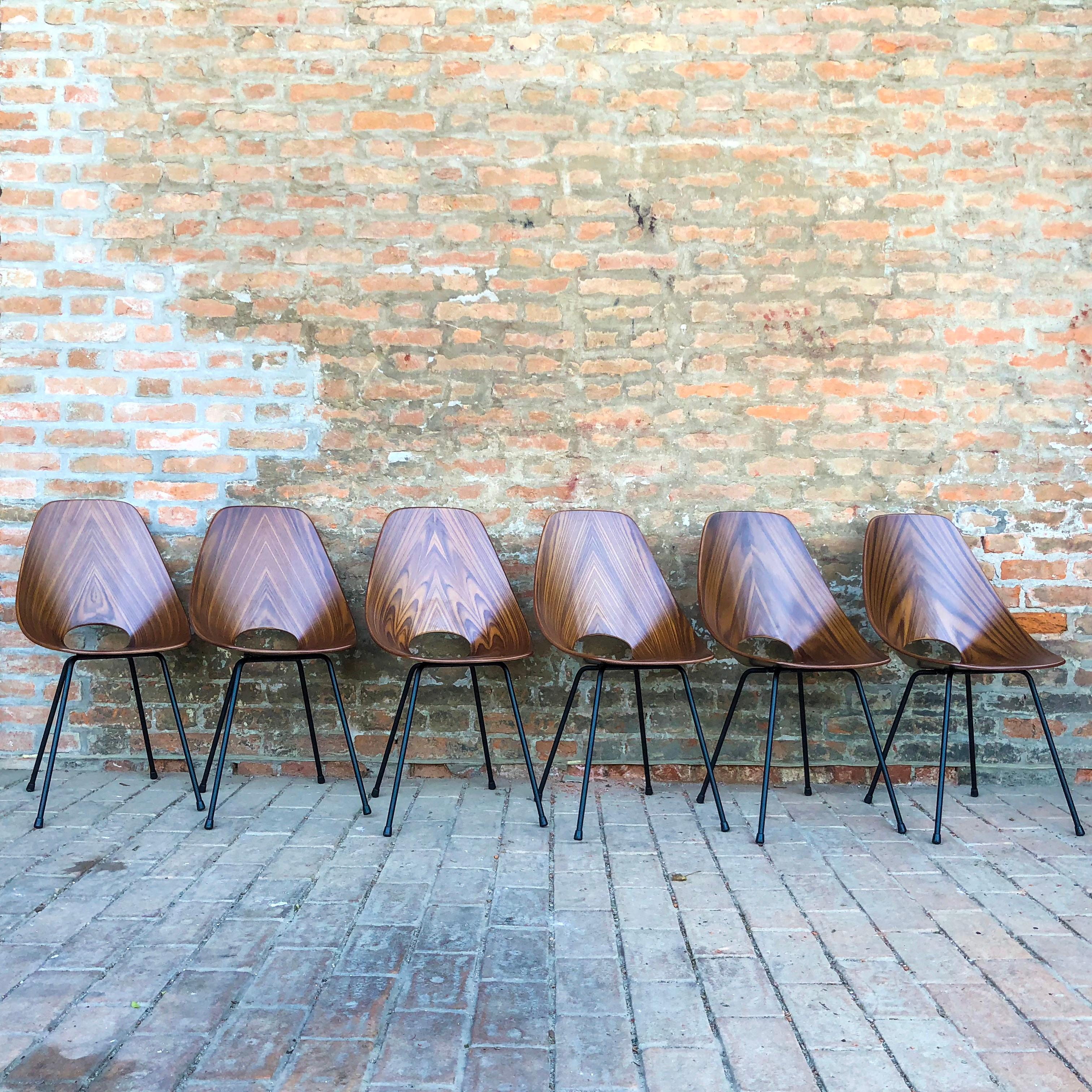Mid-20th Century Vittorio Nobili Midcentury Teak Medea Dining Room Chairs, 1956, Set of Six For Sale
