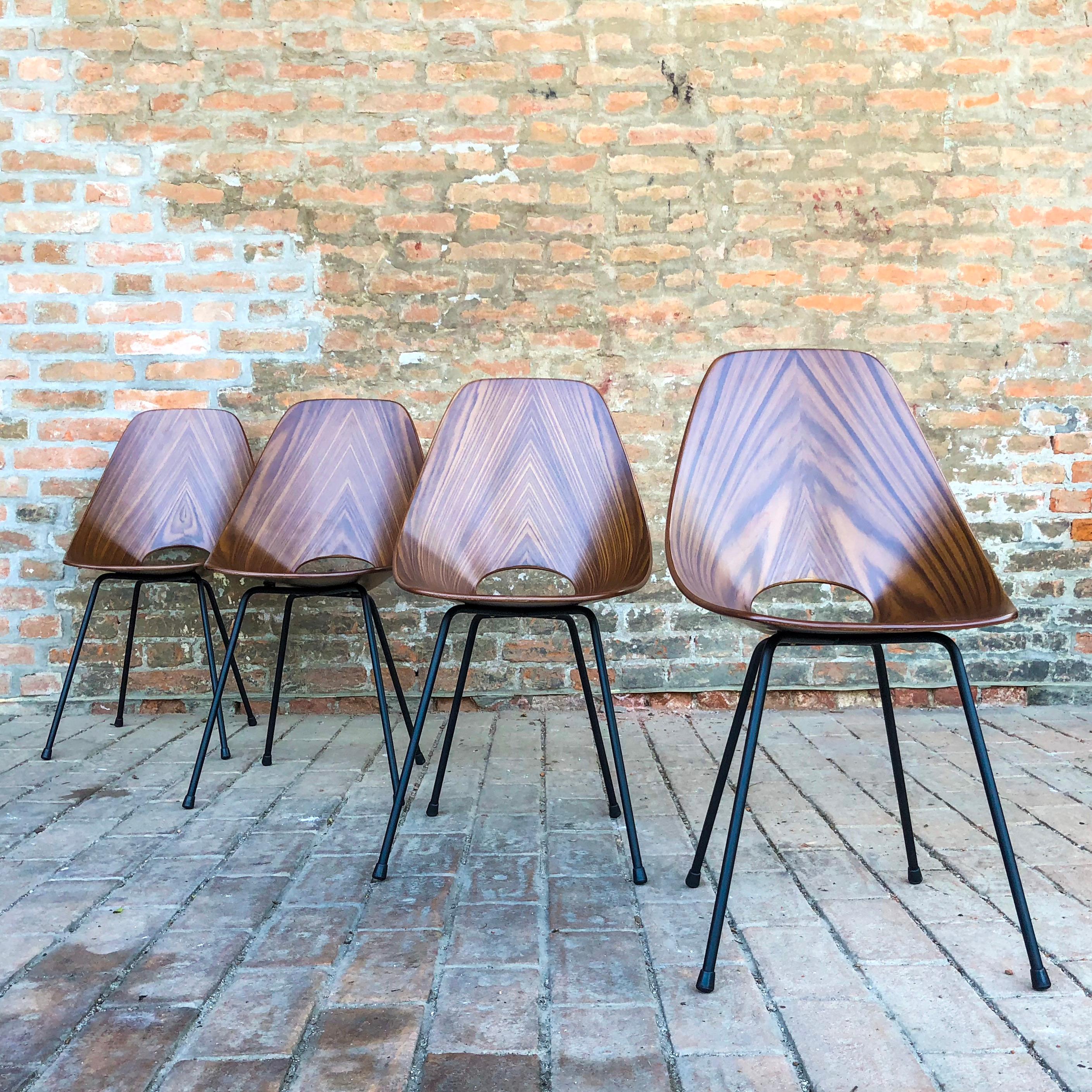 Vittorio Nobili Midcentury Teak Medea Dining Room Chairs, 1956, Set of Six For Sale 1