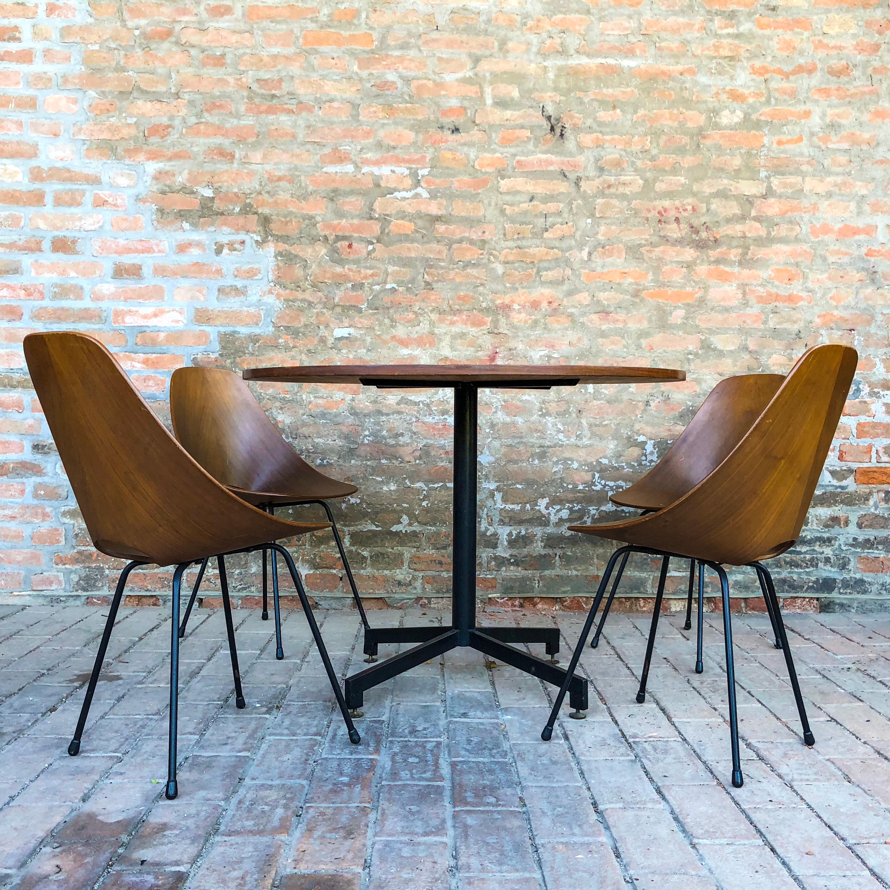 Vittorio Nobili Midcentury Teak Medea Dining Room Set with Table & Chairs, 1956 In Good Condition For Sale In Padova, IT