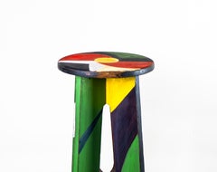 Futurist Stool, 1920s–1930s, Tempera on Wood, 27 cm Diameter Sculpture