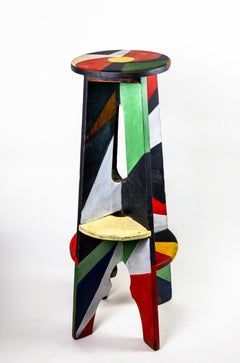 Futurist Stool, 1920s–1930s, Tempera on Wood, 27 cm Diameter Sculpture