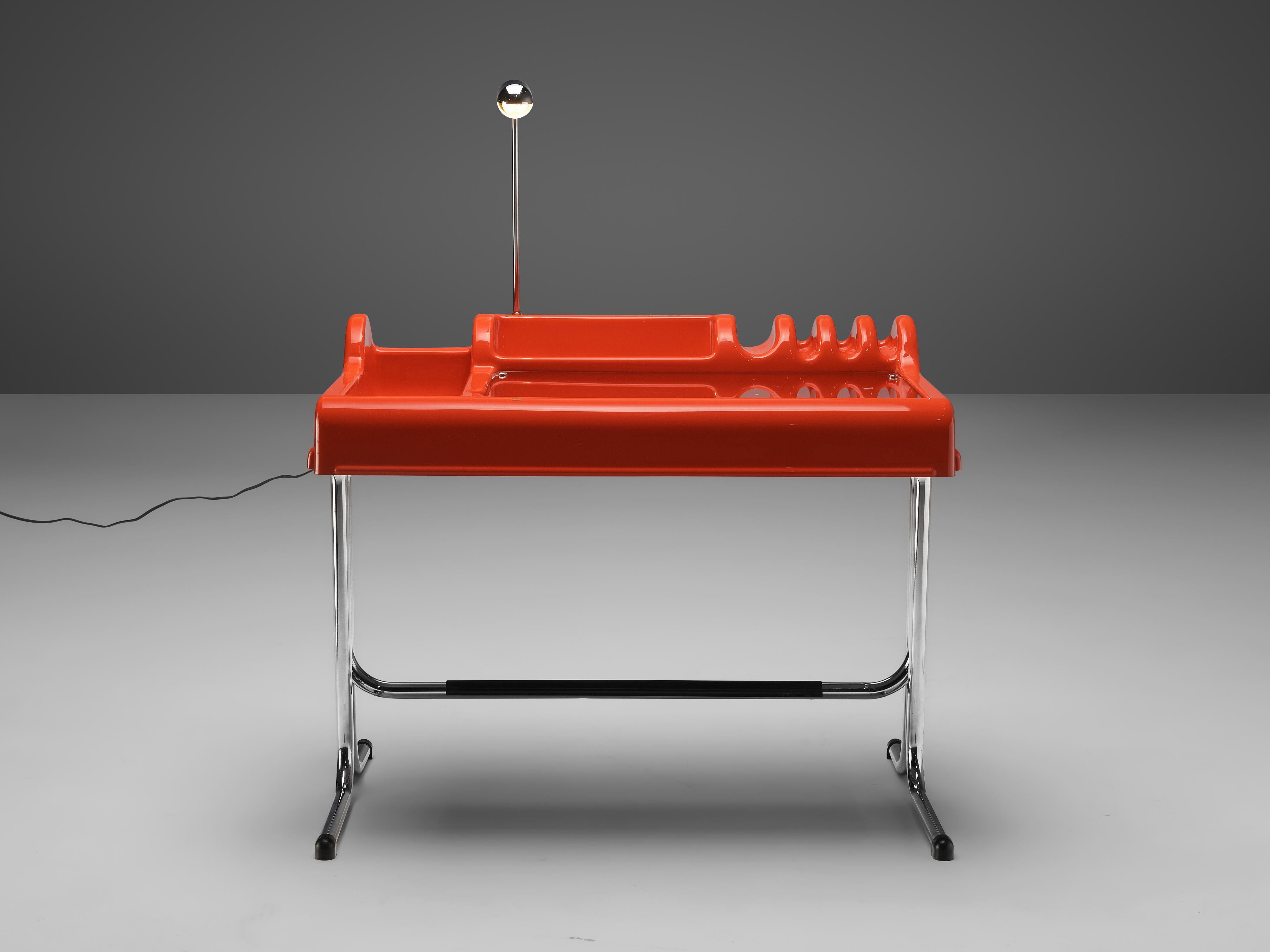Vittorio Parigi & Nani Prina Red 'Orix' Desk with Lamp In Good Condition In Waalwijk, NL