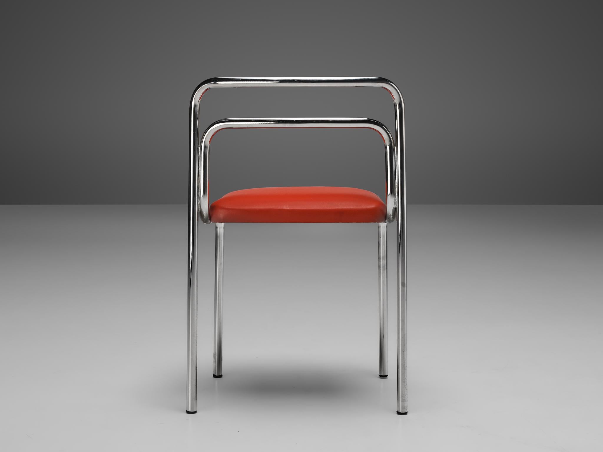 Mid-Century Modern Vittorio Parigi & Nanni Prina for Molteni Desk Chair 'Orix' in Red Leatherette For Sale