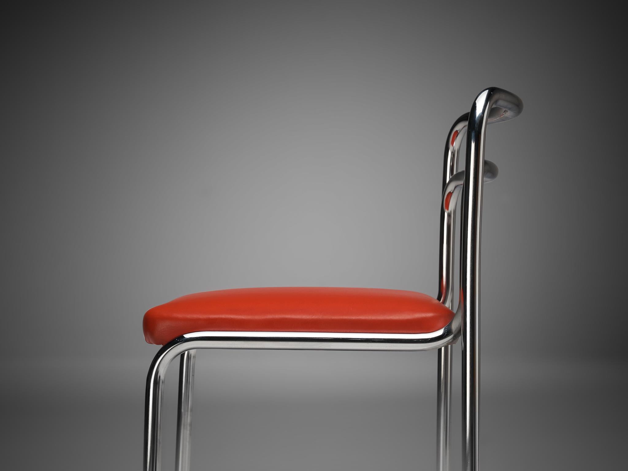 Italian Vittorio Parigi & Nanni Prina for Molteni Desk Chair 'Orix' in Red Leatherette For Sale