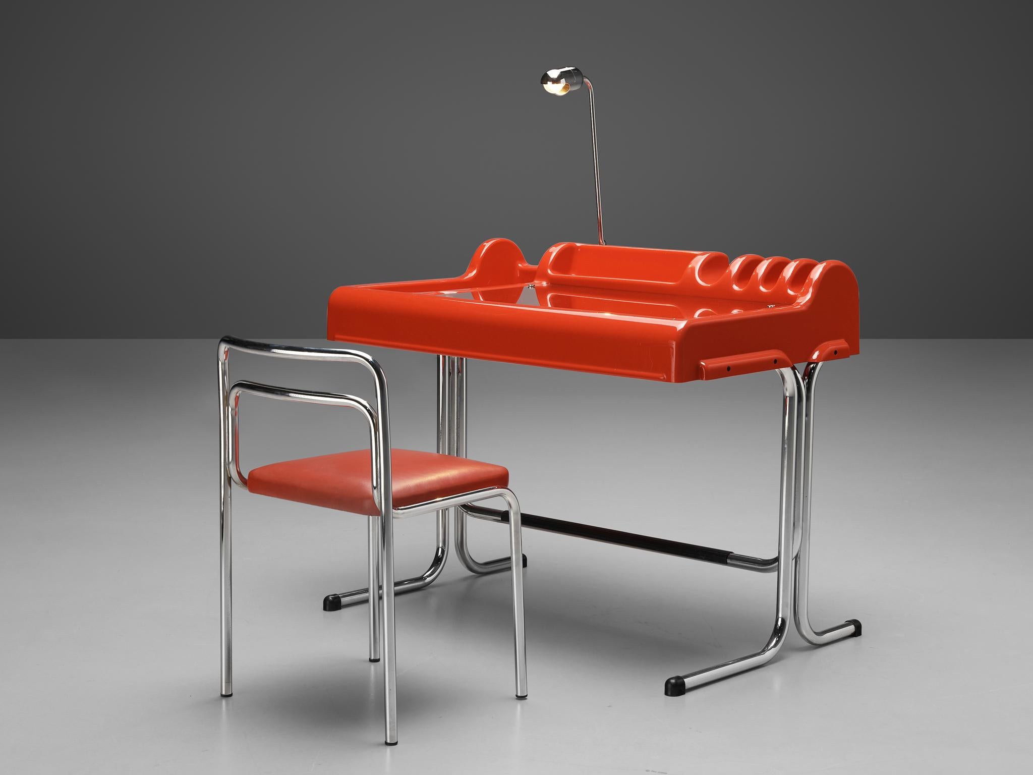 Vittorio Parigi & Nanni Prina for Molteni Desk Chair 'Orix' in Red Leatherette In Good Condition For Sale In Waalwijk, NL