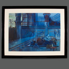 Aquarelle de style néoclassique italien d'époque signée