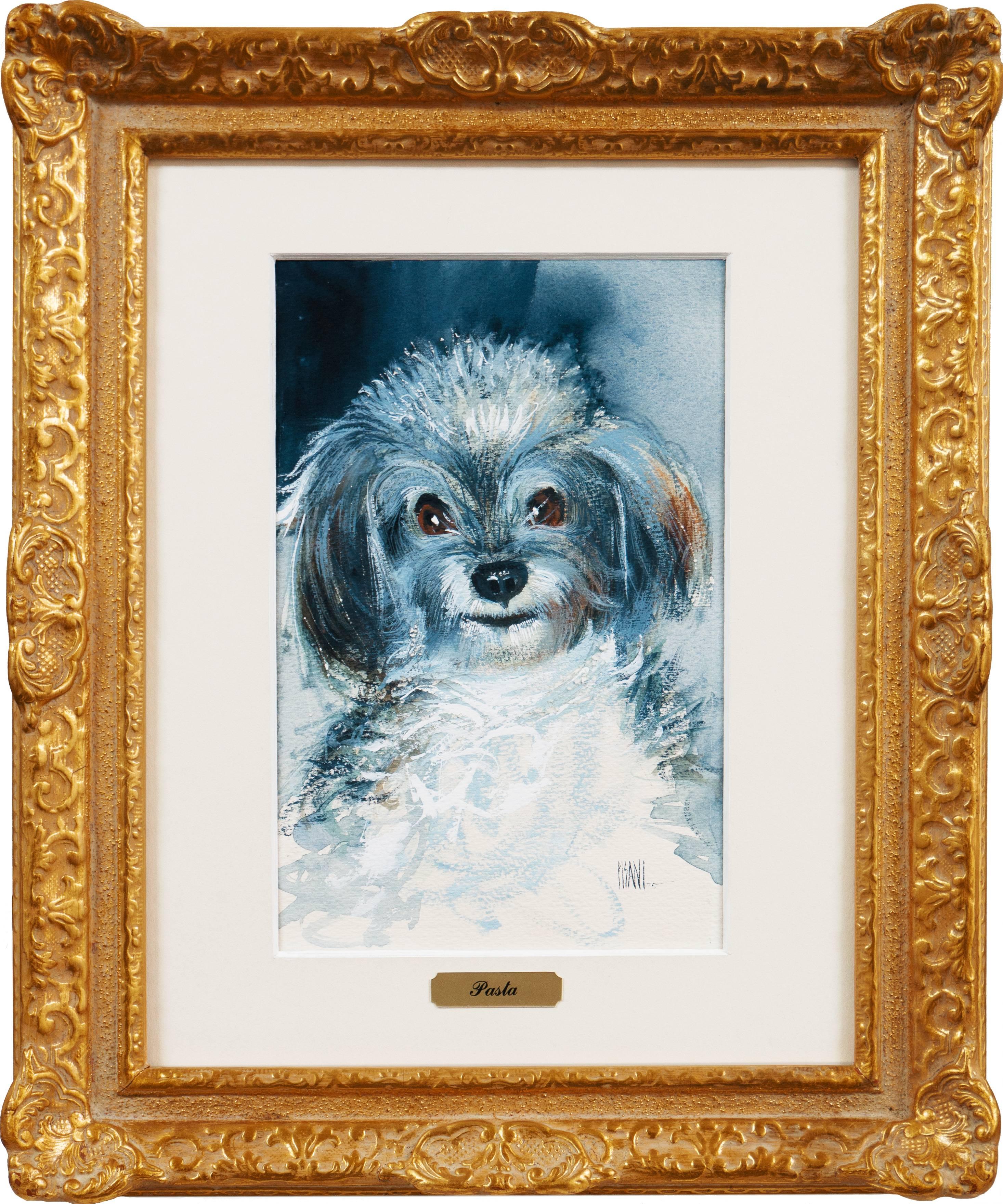 'Portrait of Pasta', Italian Modernist gouache study of a Maltese - Painting by Vittorio Pisani