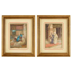 Pair Orientalist Watercolours Vittorio Rappini Italian Early 20th Century