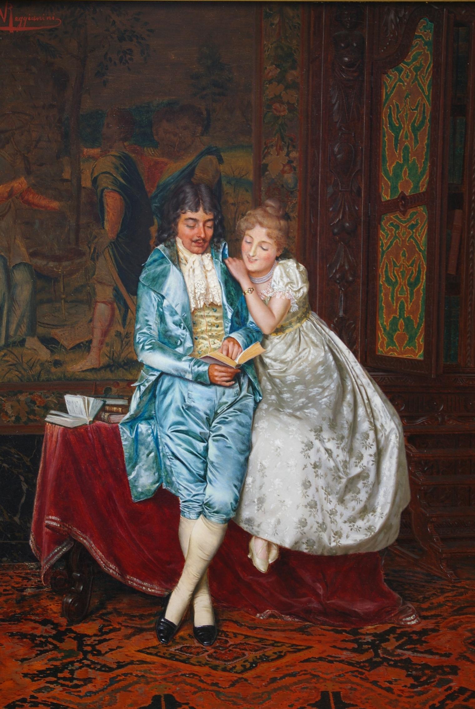 A Romantic Recital - Painting by Vittorio Reggianini