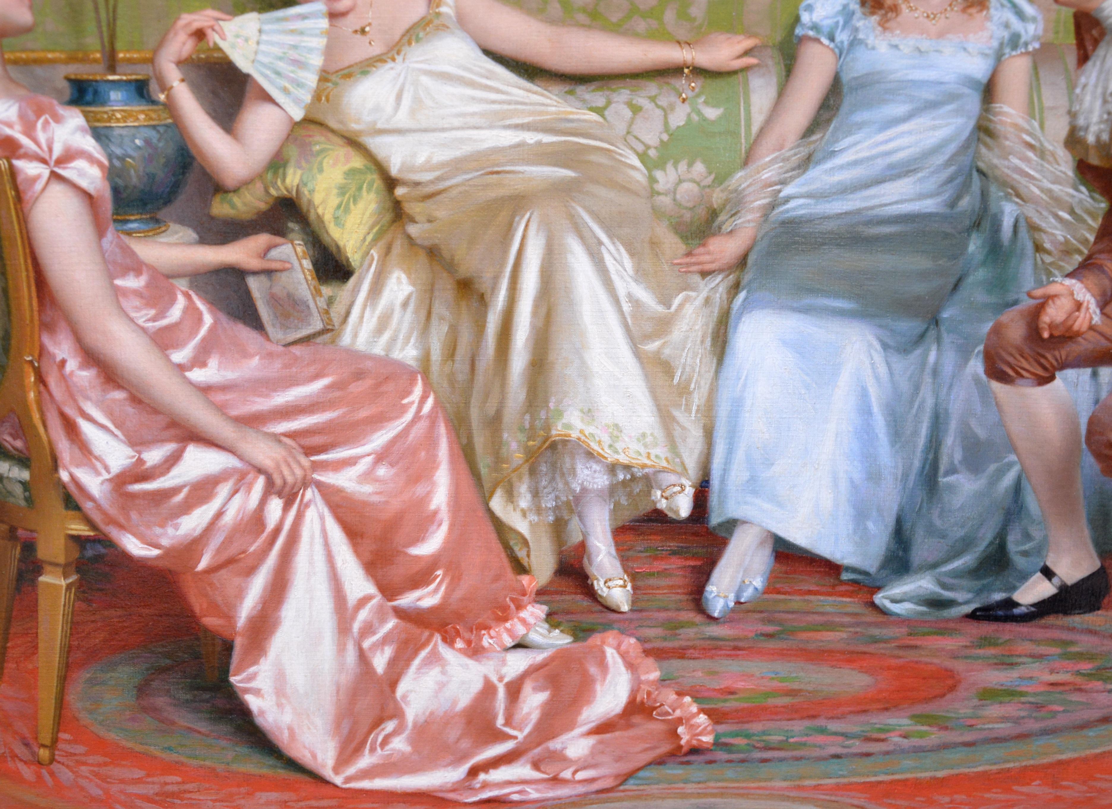 Casanova - 19th Century Oil Painting of Three Young Parisian Beauties & Lothario 4