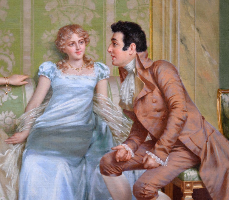 Casanova - 19th Century Oil Painting of Three Young Parisian Beauties & Lothario For Sale 3