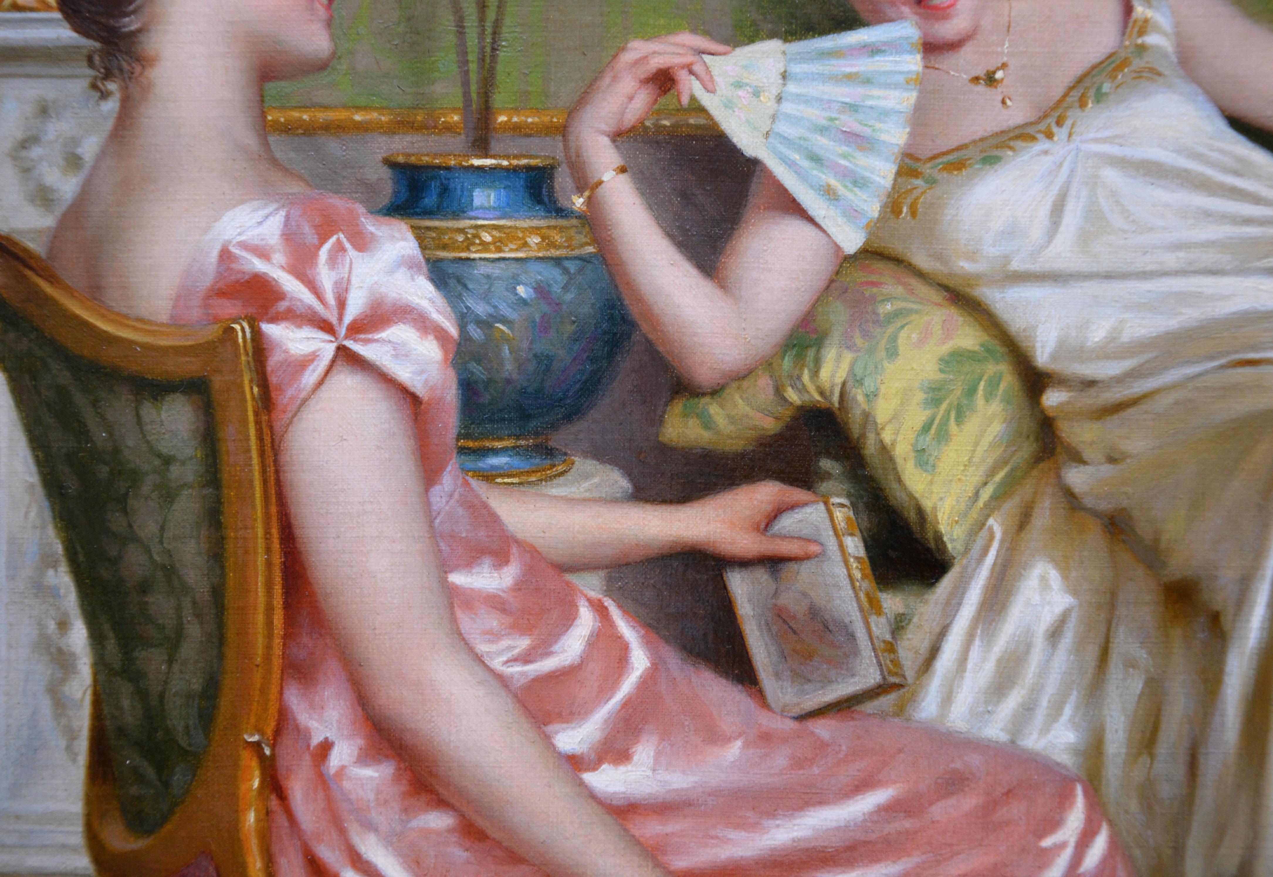 Casanova - 19th Century Oil Painting of Three Young Parisian Beauties & Lothario 3