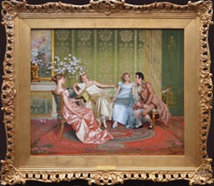 Casanova - 19th Century Oil Painting of Three Young Parisian Beauties & Lothario