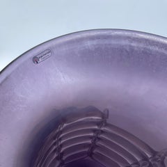 Vittorio Rigattieri Large Purple Irredescent Murano Art Glass Vase Applied Swags