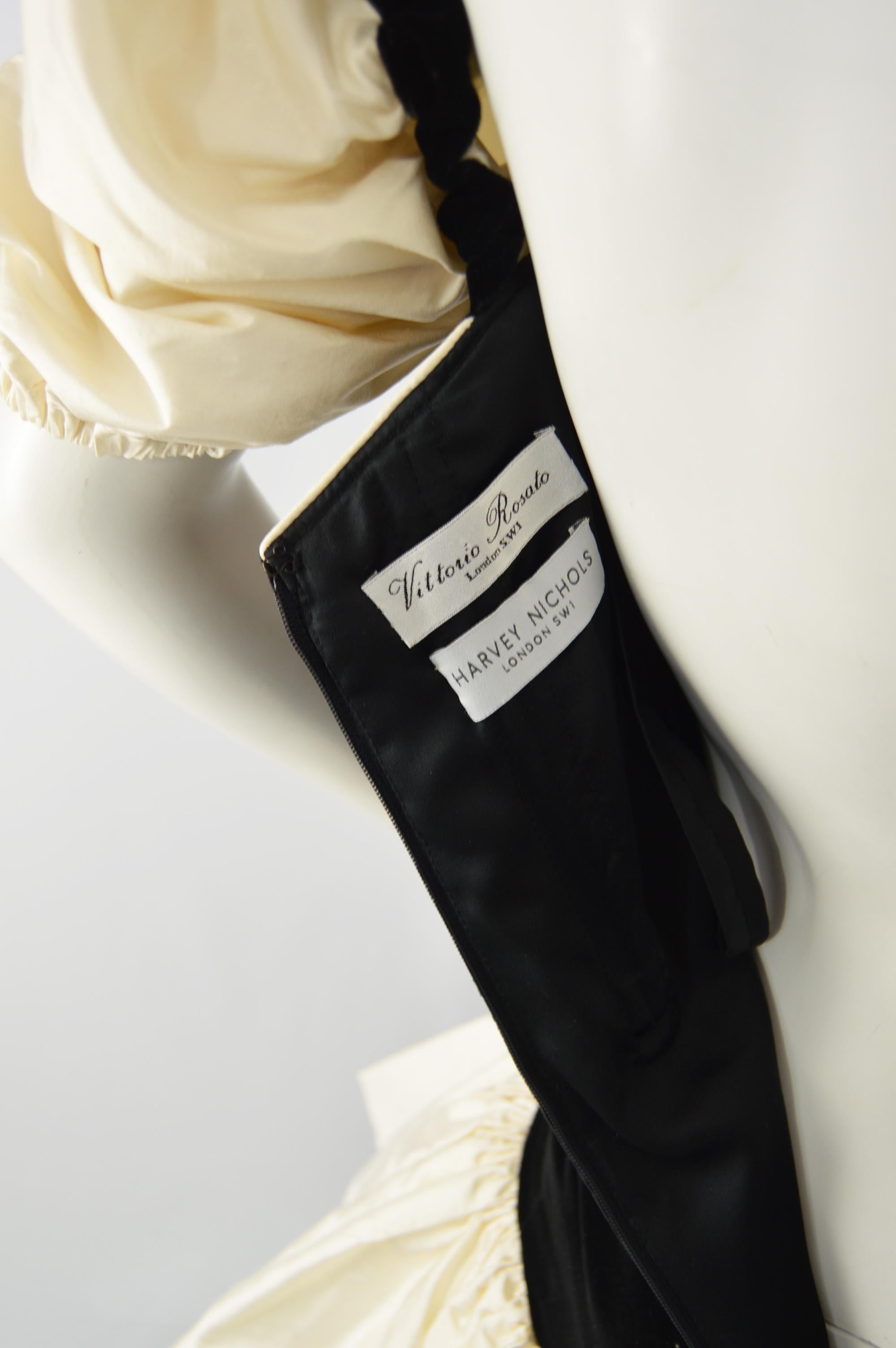 Vittorio Rosato for Harvey Nichols Black Velvet & Ivory Silk Evening Dress For Sale 3